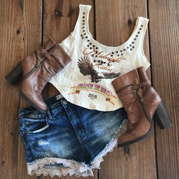 Forever 21 Tops - Distressed & Embellished Crop Top Tank
